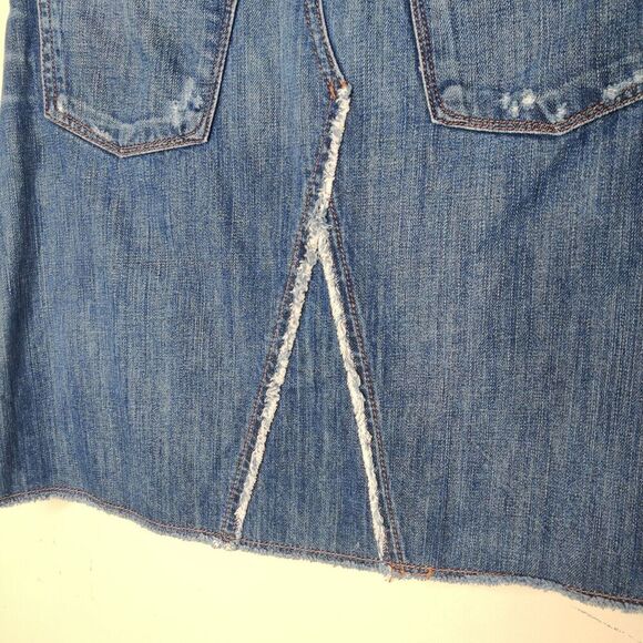 Banana Republic Denim Jean Skirt Fray Distressed - Picture 9 of 11